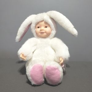 Vintage 1999 Anne Geddes collectible bunny doll with brown eyes